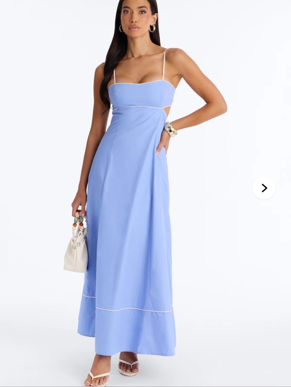 Fashion Nova Casual Crush Poplin Maxi Dress Periwinkle Blue Cotton
